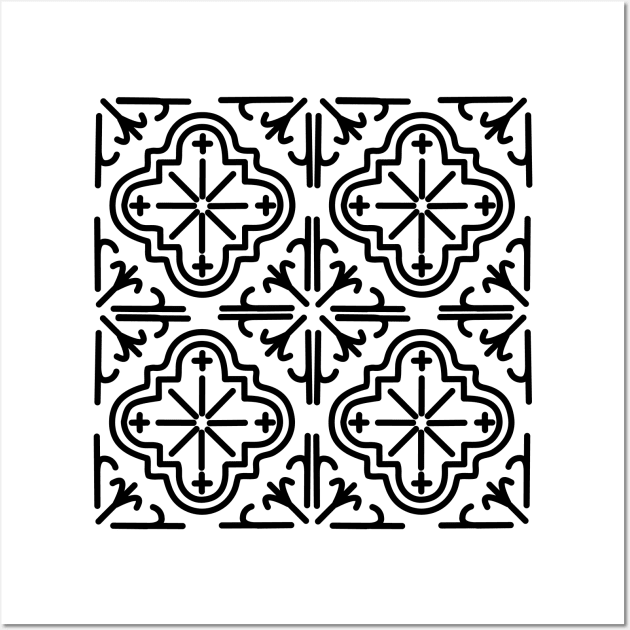 Portugal Tile Pattern Black and White Design Wall Art by olivergraham